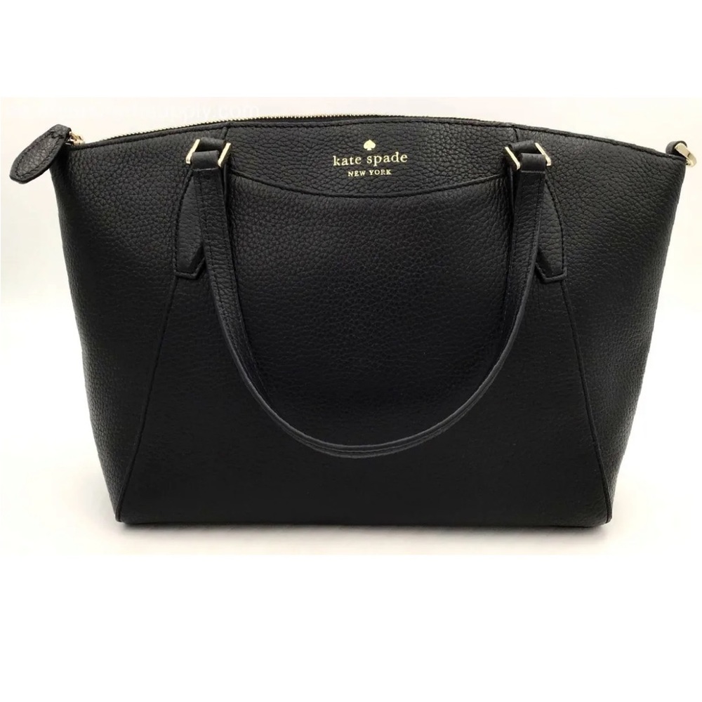 Kate Spade Black Leather Dome Satchel with Gold-Tone Logo & Hardware (+COA)